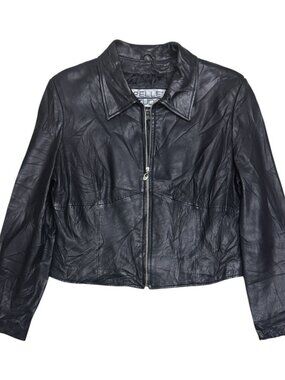 WILSONS LEATHER PELLE STUDIO Cropped Designer Retro Jacket Womens Large